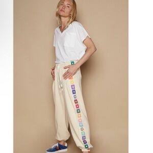 New! POL Embroidered Cream Pants Joggers